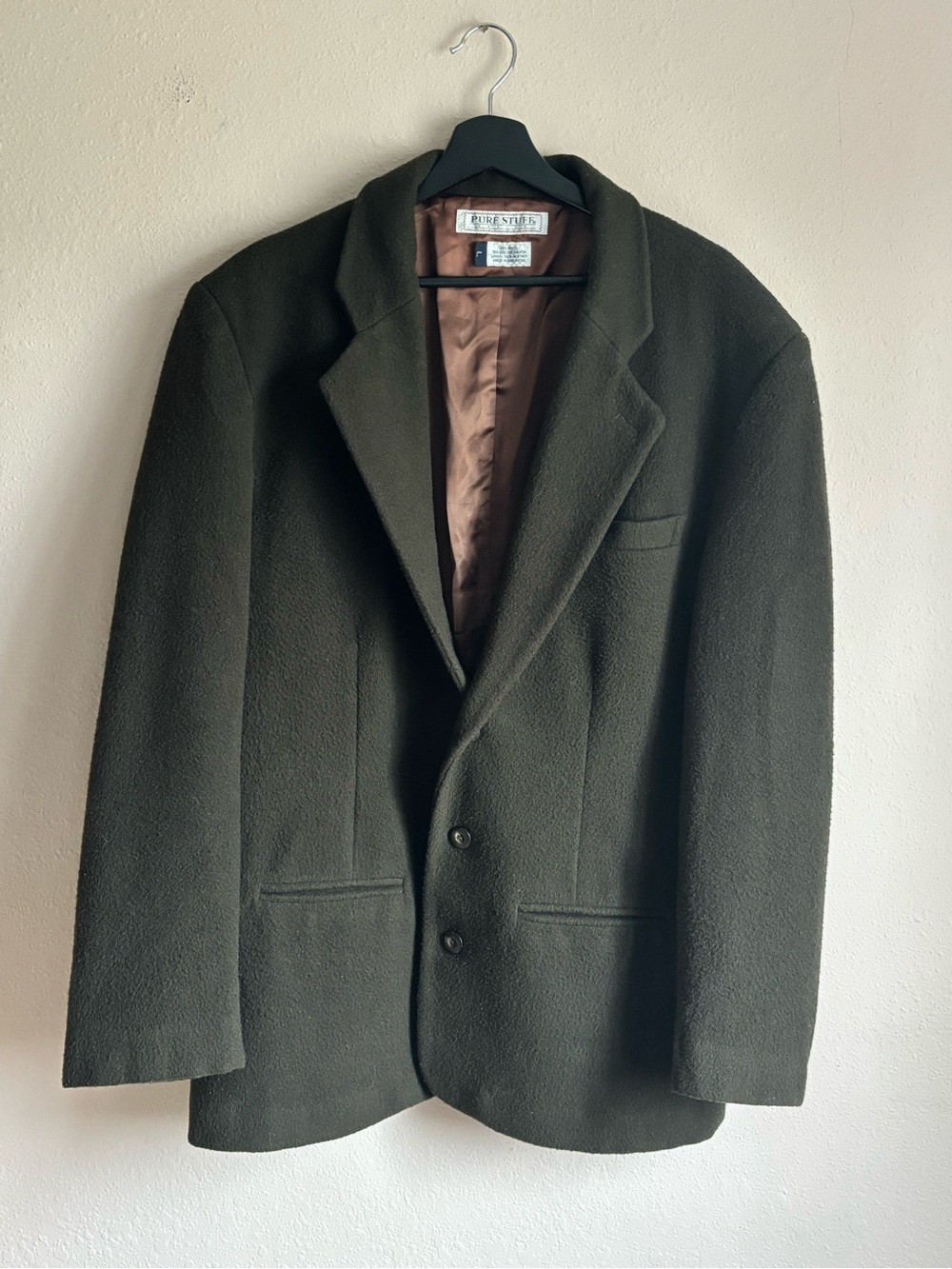 Vintage Olive Green Wool Blend Academic Blazer Size Large